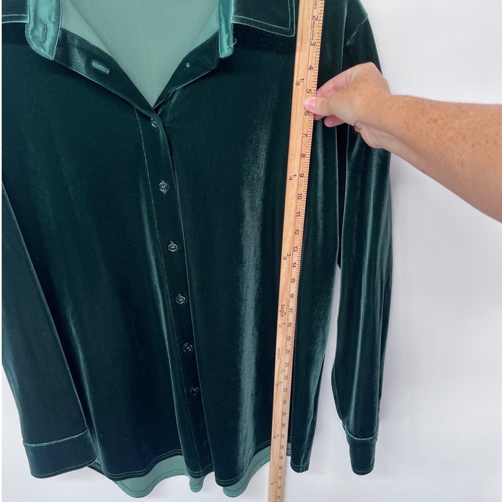 Soft Surroundings Velvet Boyfriend Tunic Womens XL Green Long Sleeve Stretch - Picture 7 of 8